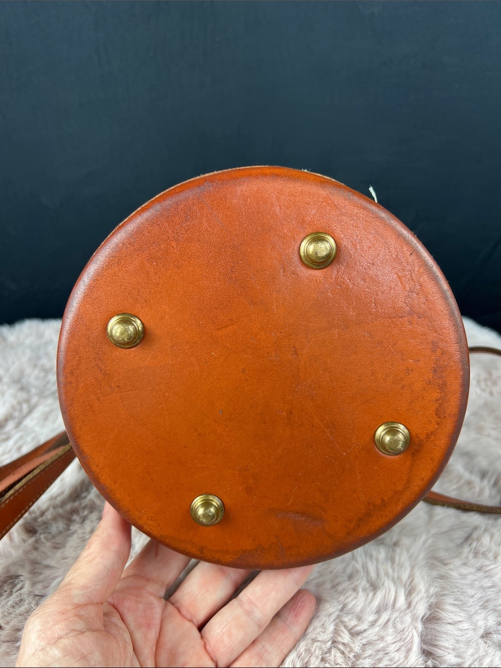 Dooney & Bourke Green and Brown Pebbled Leather Drawstring Crossbody Bag - Picture 5 of 12